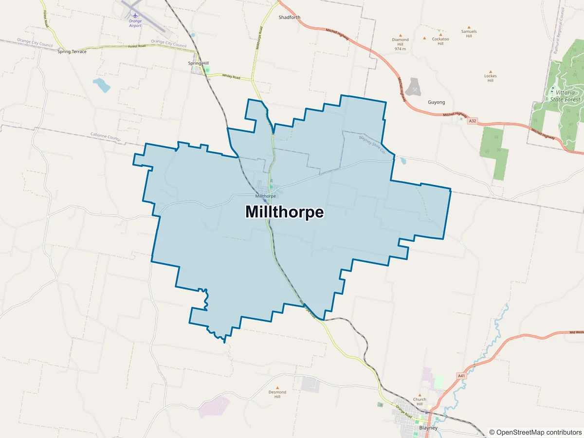 Map of Millthorpe, NSW, Australia