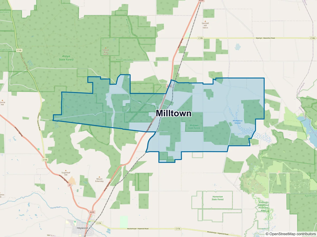 Map of Milltown, VIC, Australia