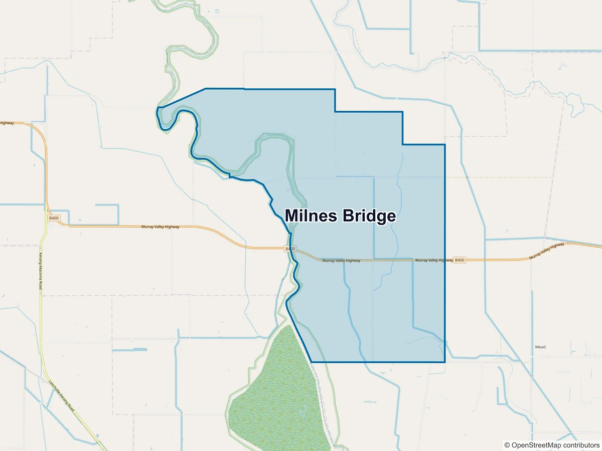 Map of Milnes Bridge, VIC, Australia