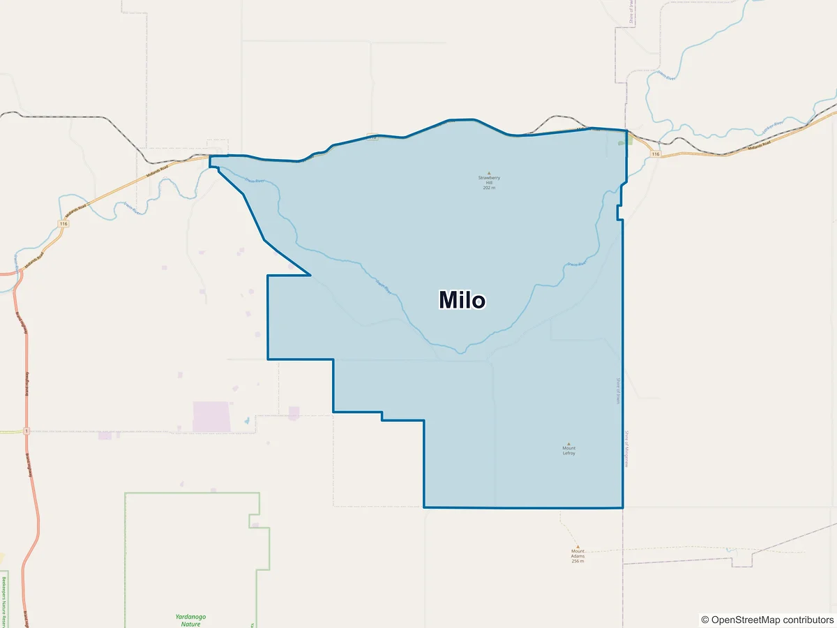 Map of Milo, WA, Australia