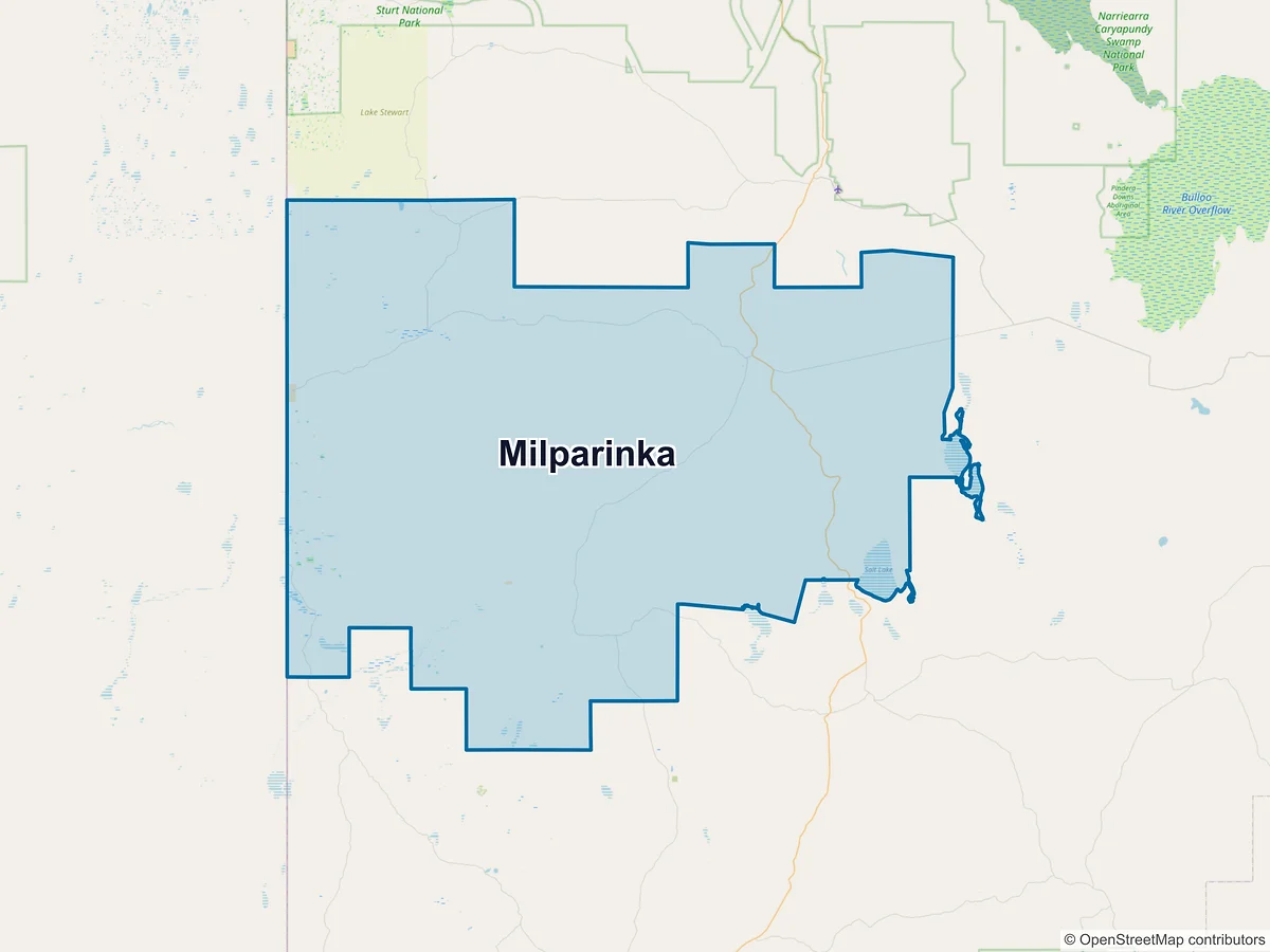 Map of Milparinka, NSW, Australia