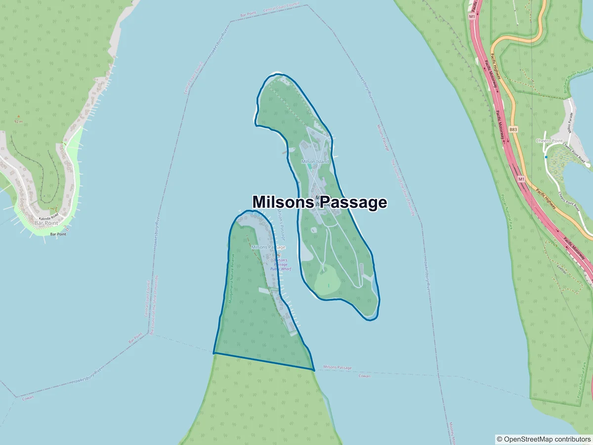 Map of Milsons Passage, NSW, Australia