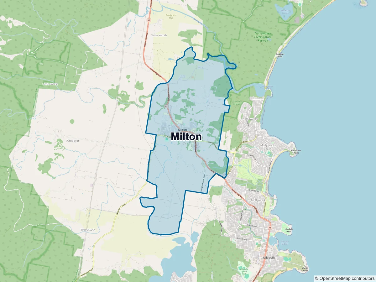 Map of Milton, NSW, Australia