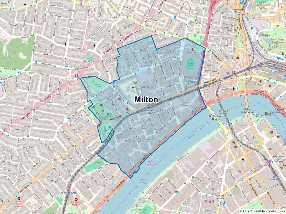 Map of Milton, QLD, Australia