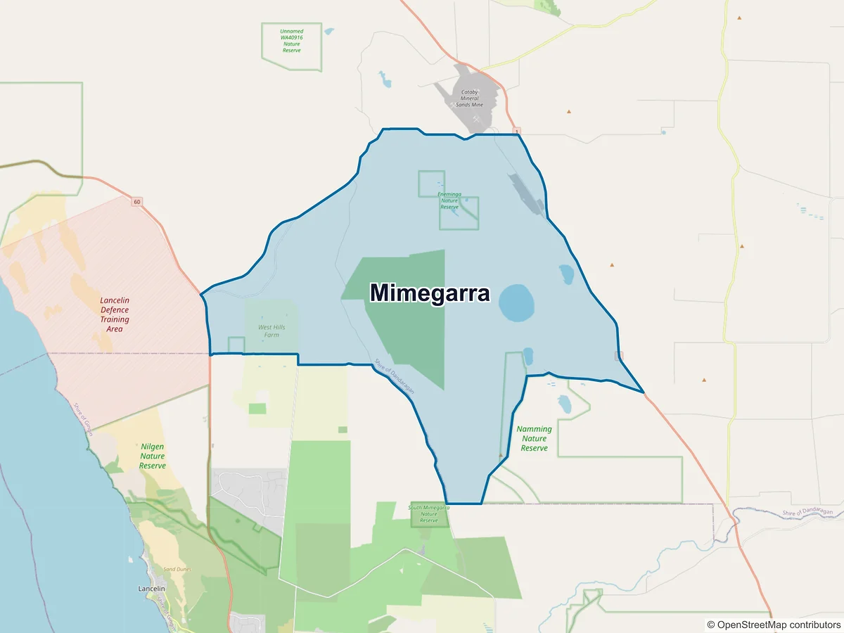 Map of Mimegarra, WA, Australia