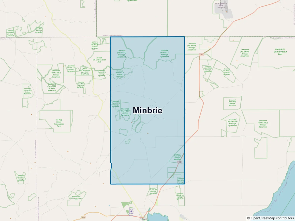 Map of Minbrie, SA, Australia