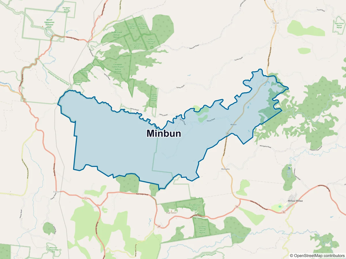 Map of Minbun, QLD, Australia