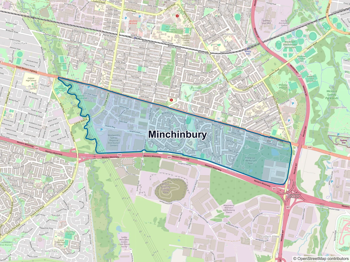 Map of Minchinbury, NSW, Australia