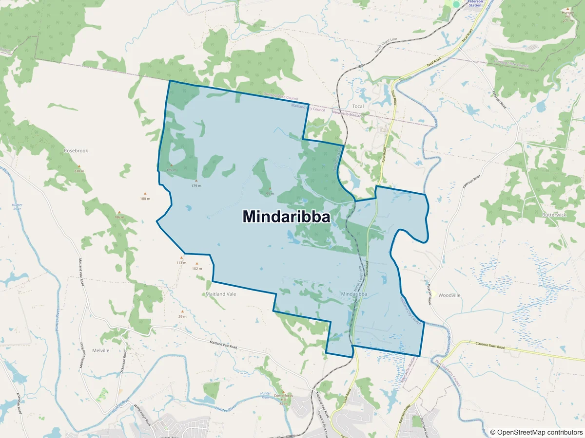 Map of Mindaribba, NSW, Australia