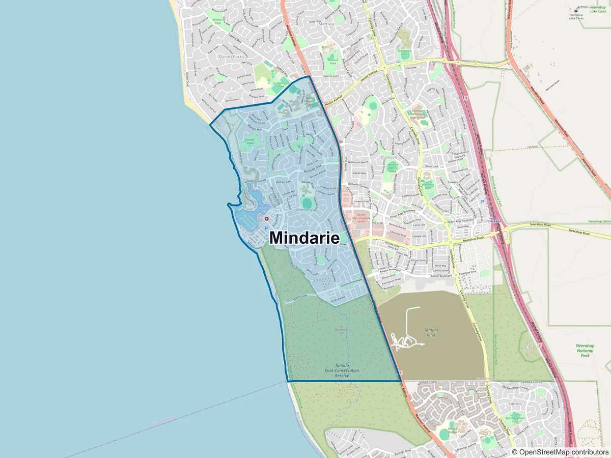 Map of Mindarie, WA, Australia