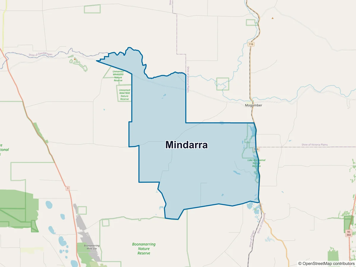 Map of Mindarra, WA, Australia