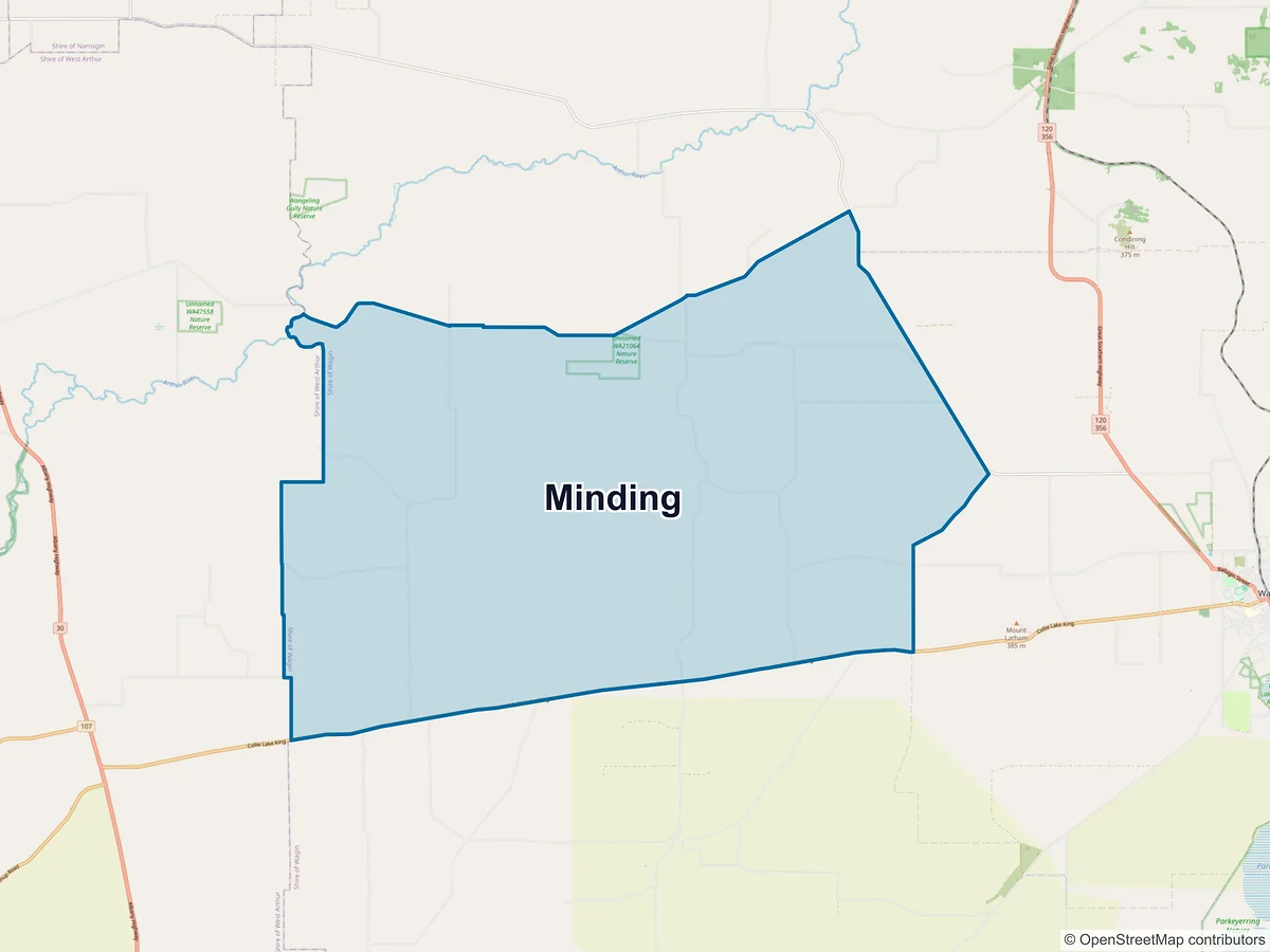 Map of Minding, WA, Australia