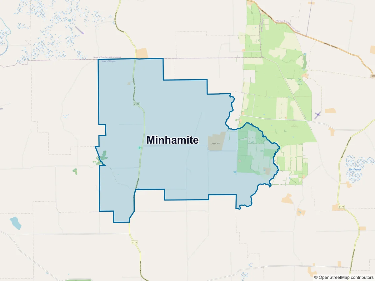 Map of Minhamite, VIC, Australia