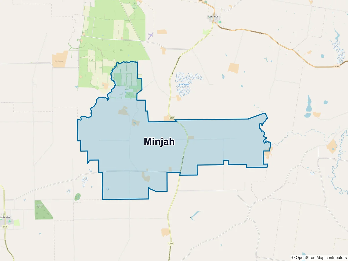 Map of Minjah, VIC, Australia