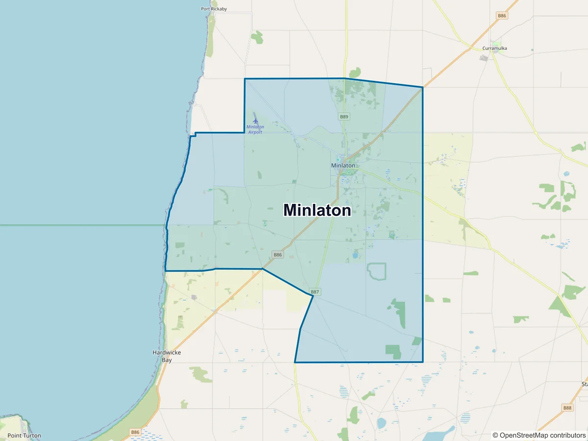 Map of Minlaton, SA, Australia