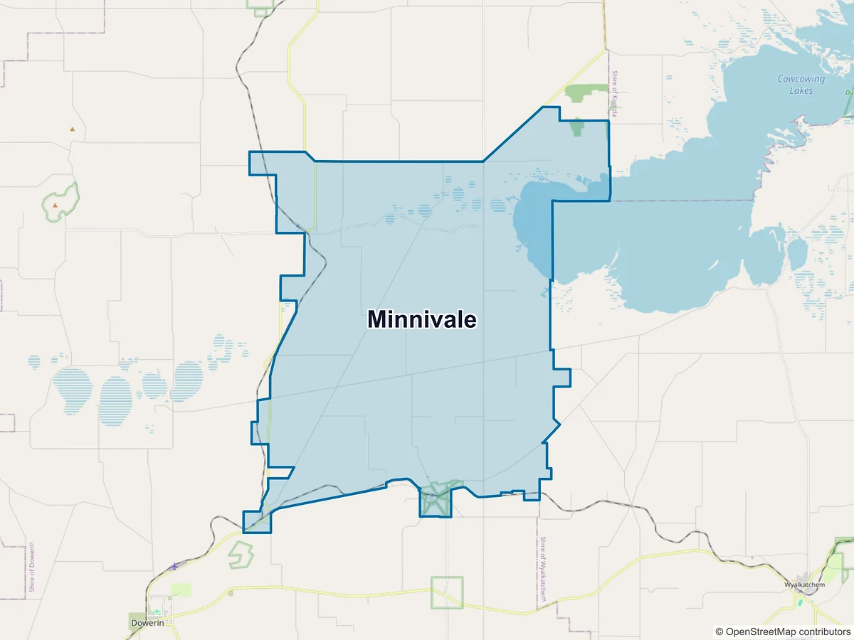 Map of Minnivale, WA, Australia