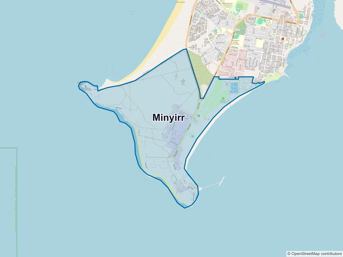 Map of Minyirr, WA, Australia