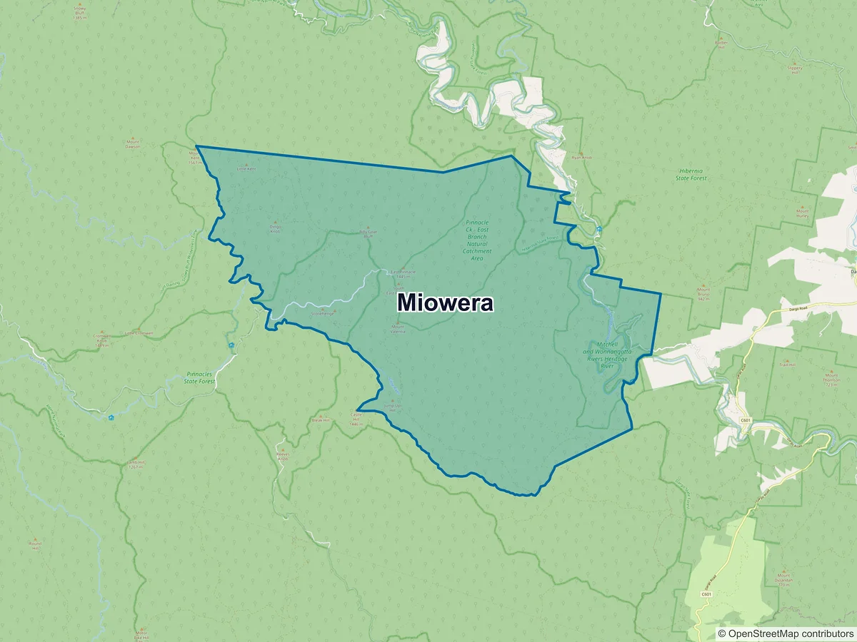 Map of Miowera, VIC, Australia