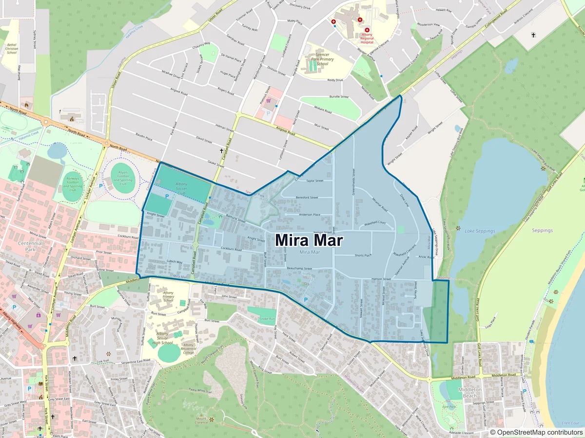 Map of Mira Mar, WA, Australia