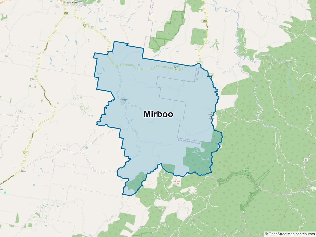 Map of Mirboo, VIC, Australia
