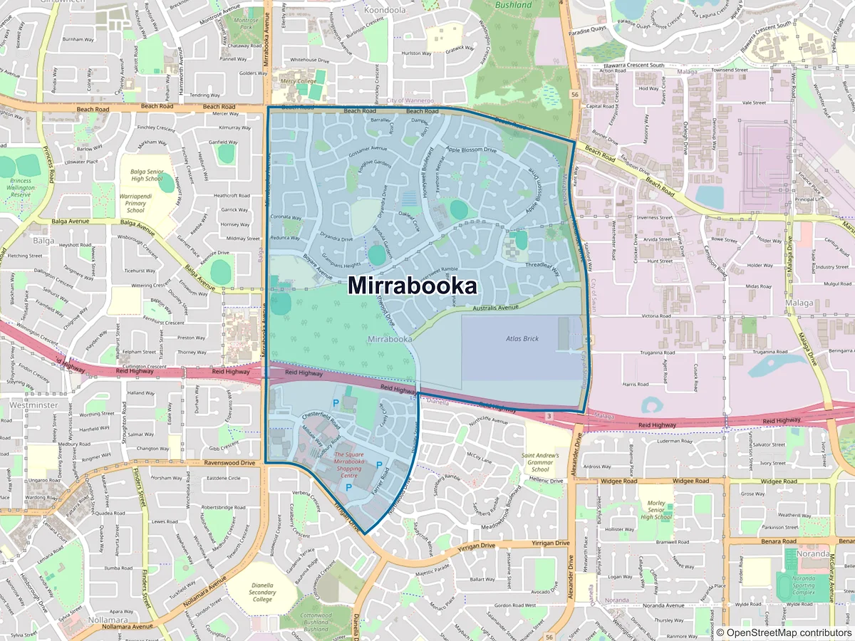 Map of Mirrabooka, WA, Australia