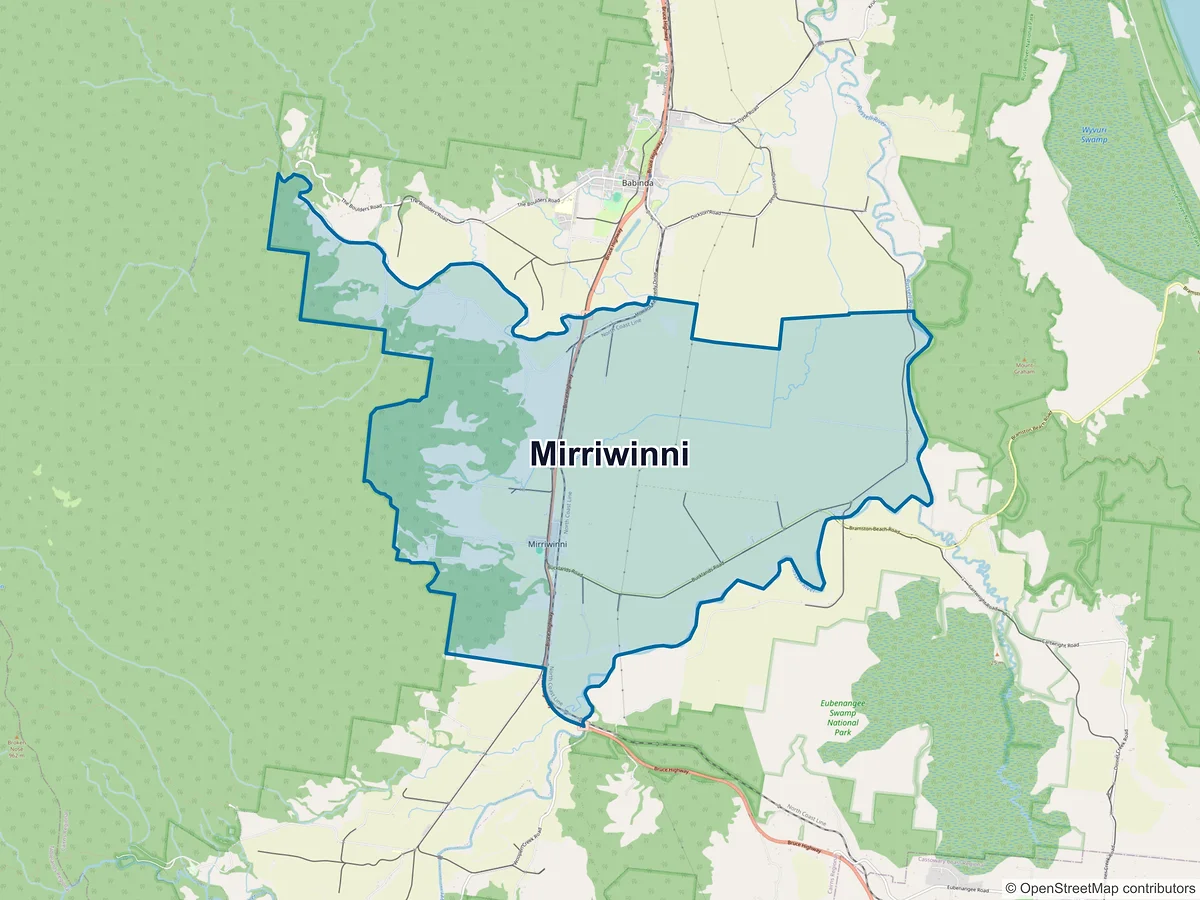 Map of Mirriwinni, QLD, Australia