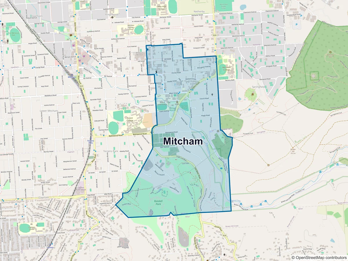 Map of Mitcham, SA, Australia