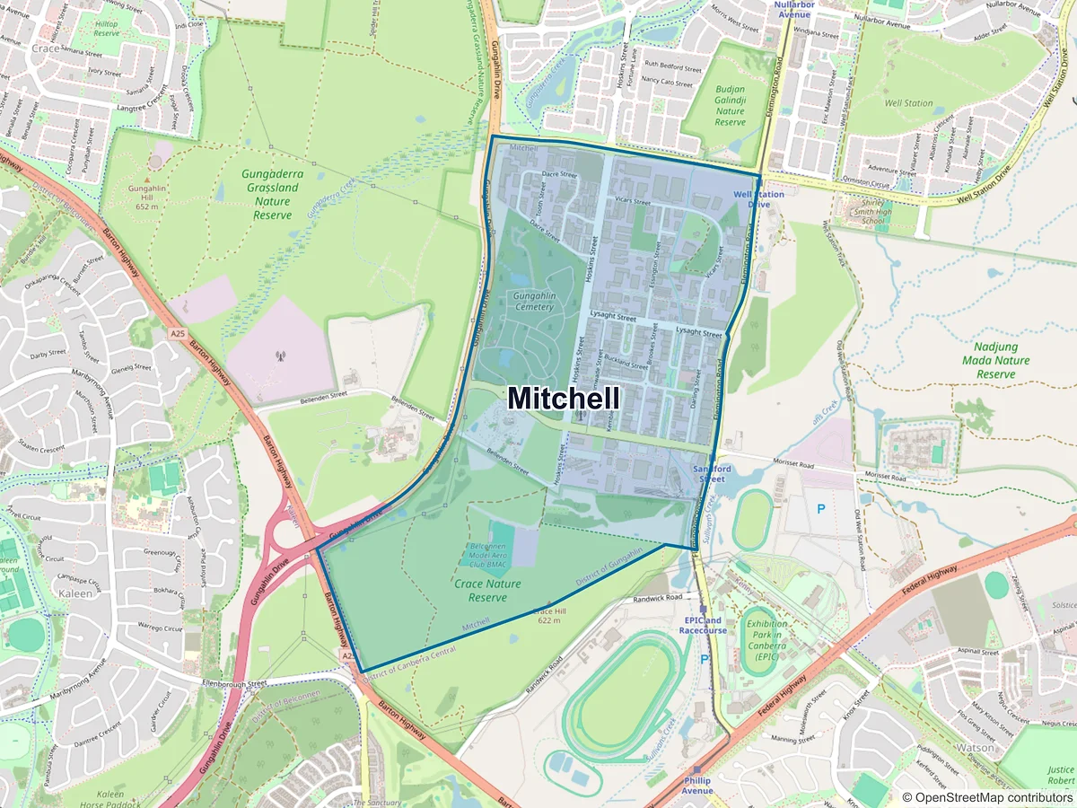 Map of Mitchell, ACT, Australia