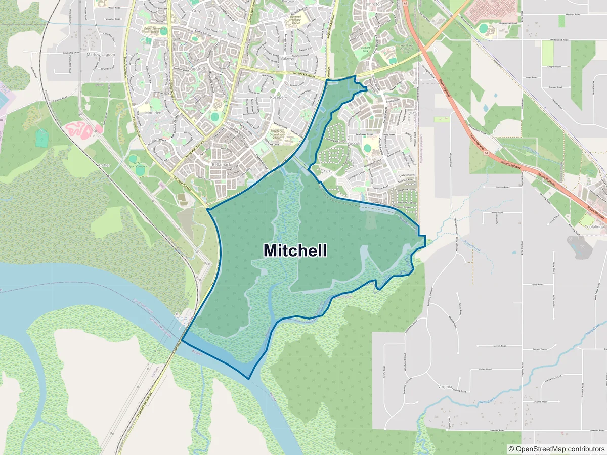 Map of Mitchell, NT, Australia