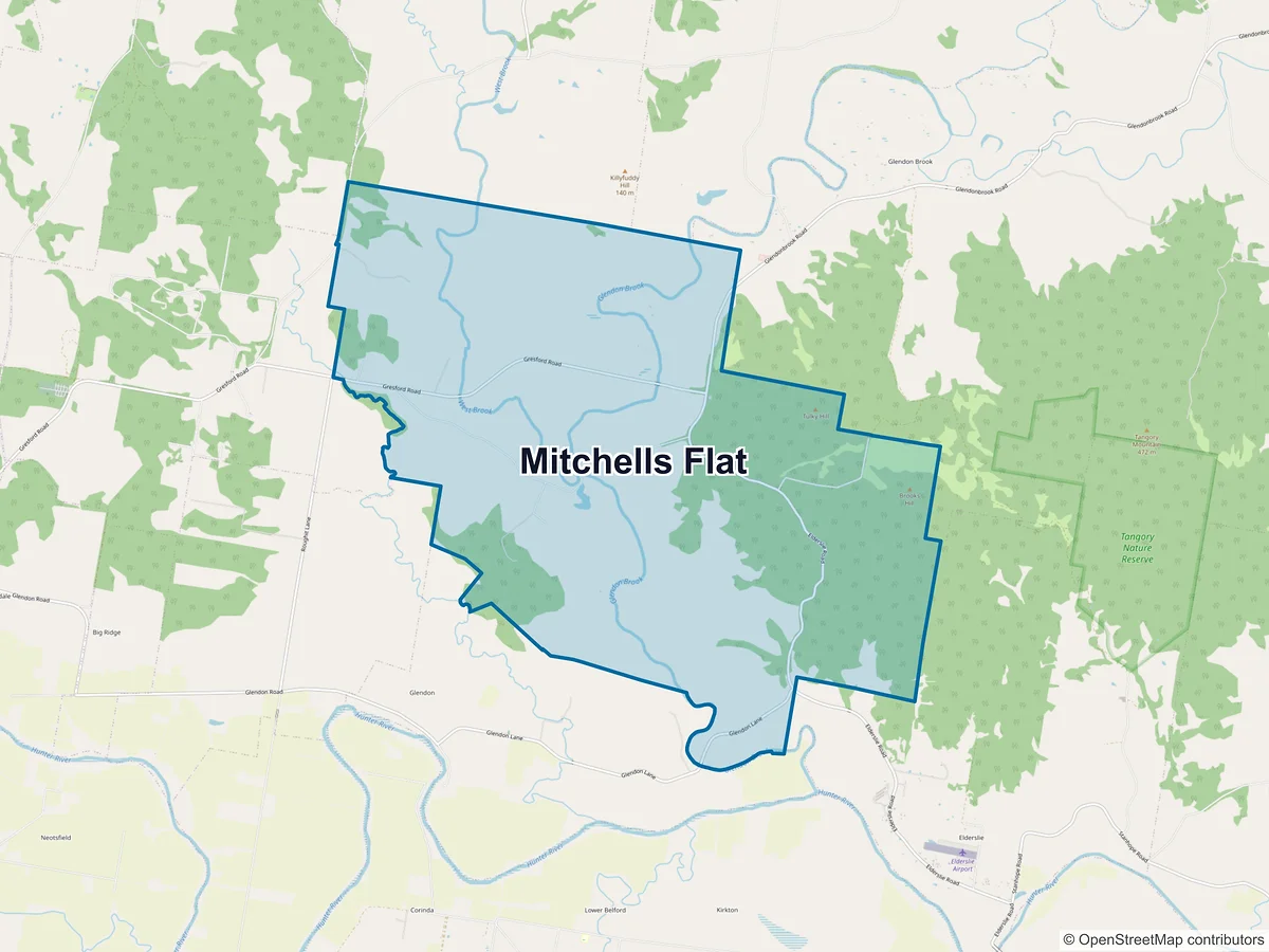 Map of Mitchells Flat, NSW, Australia