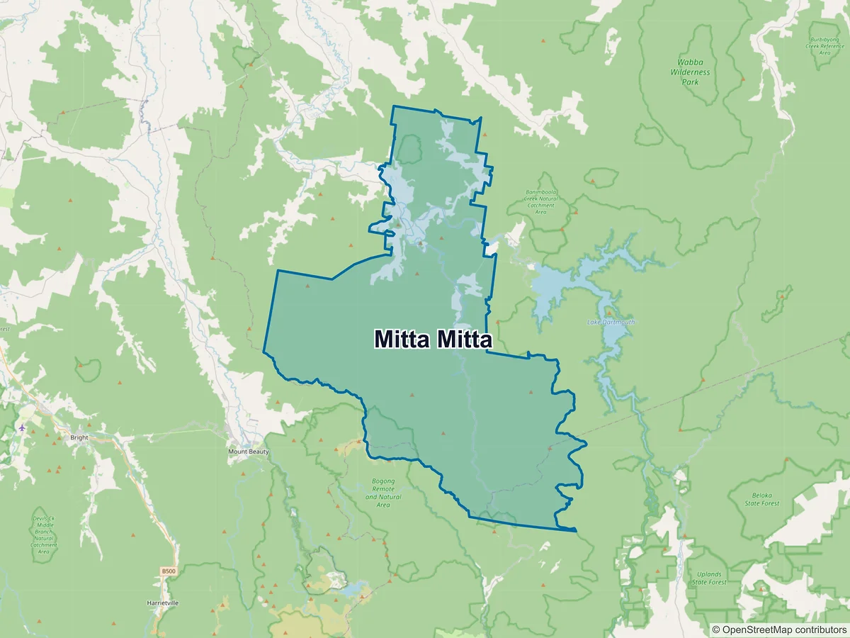 Map of Mitta Mitta, VIC, Australia
