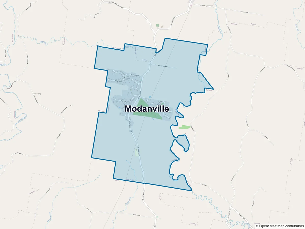Map of Modanville, NSW, Australia