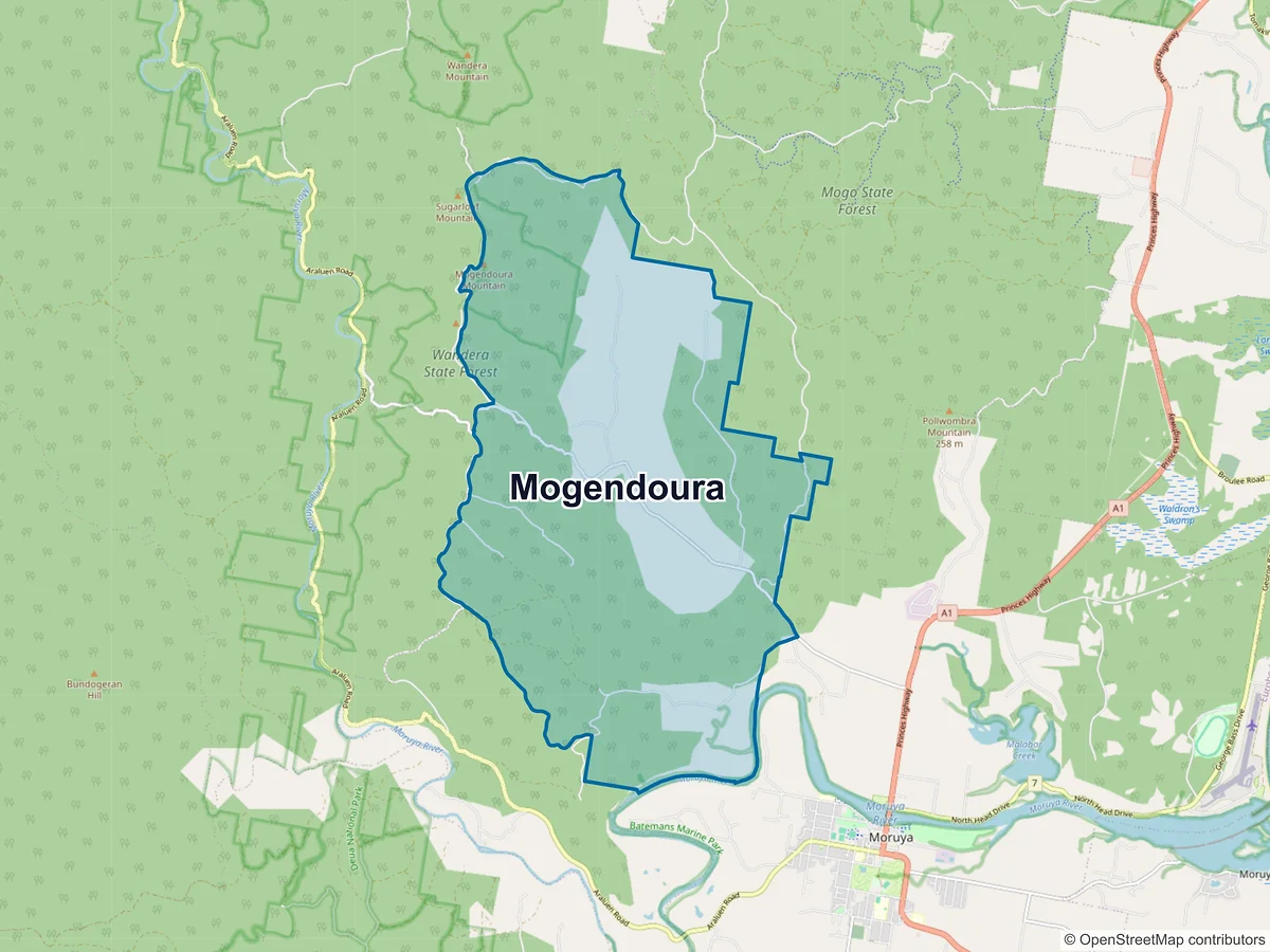 Map of Mogendoura, NSW, Australia