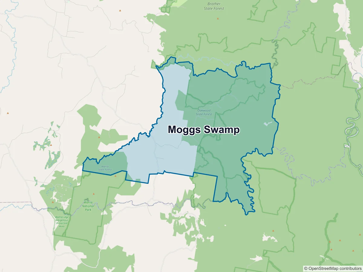 Map of Moggs Swamp, NSW, Australia