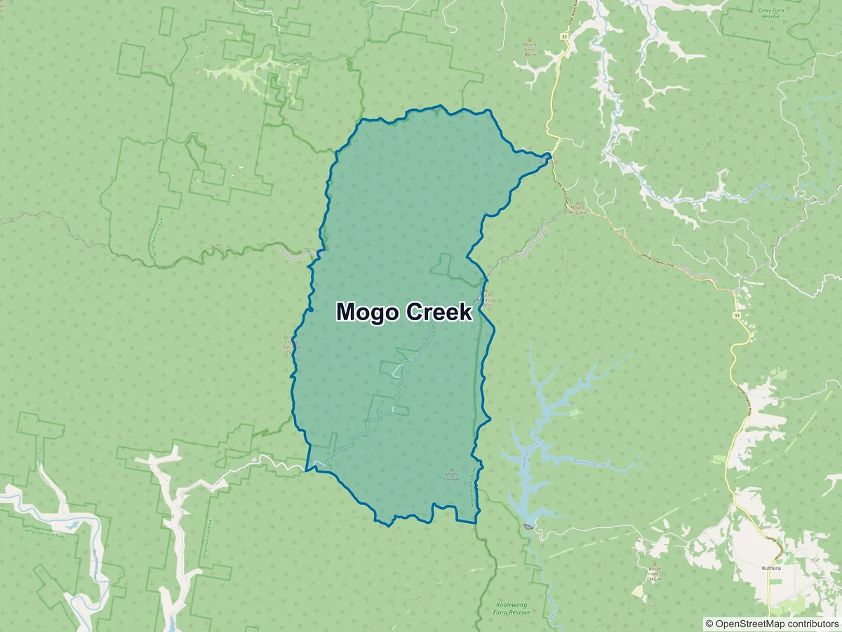 Map of Mogo Creek, NSW, Australia