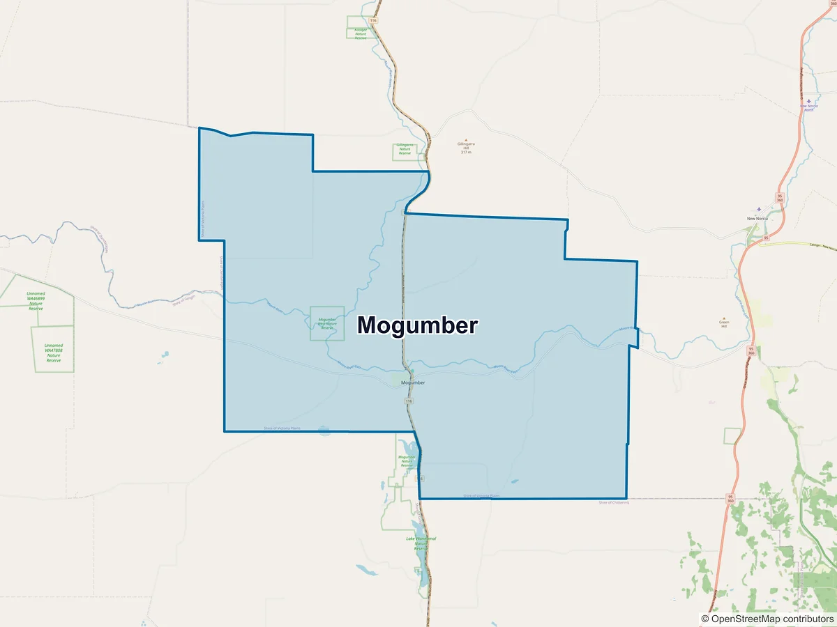 Map of Mogumber, WA, Australia