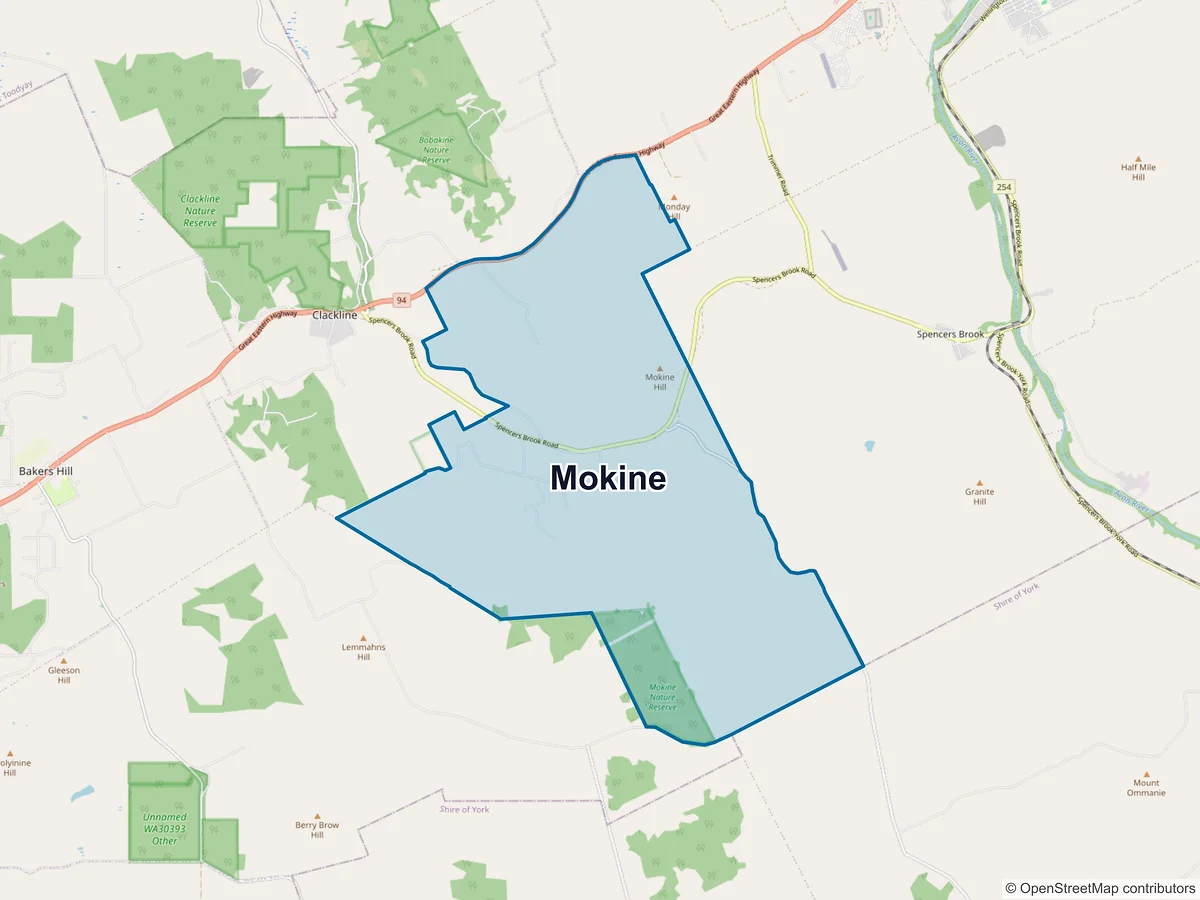 Map of Mokine, WA, Australia