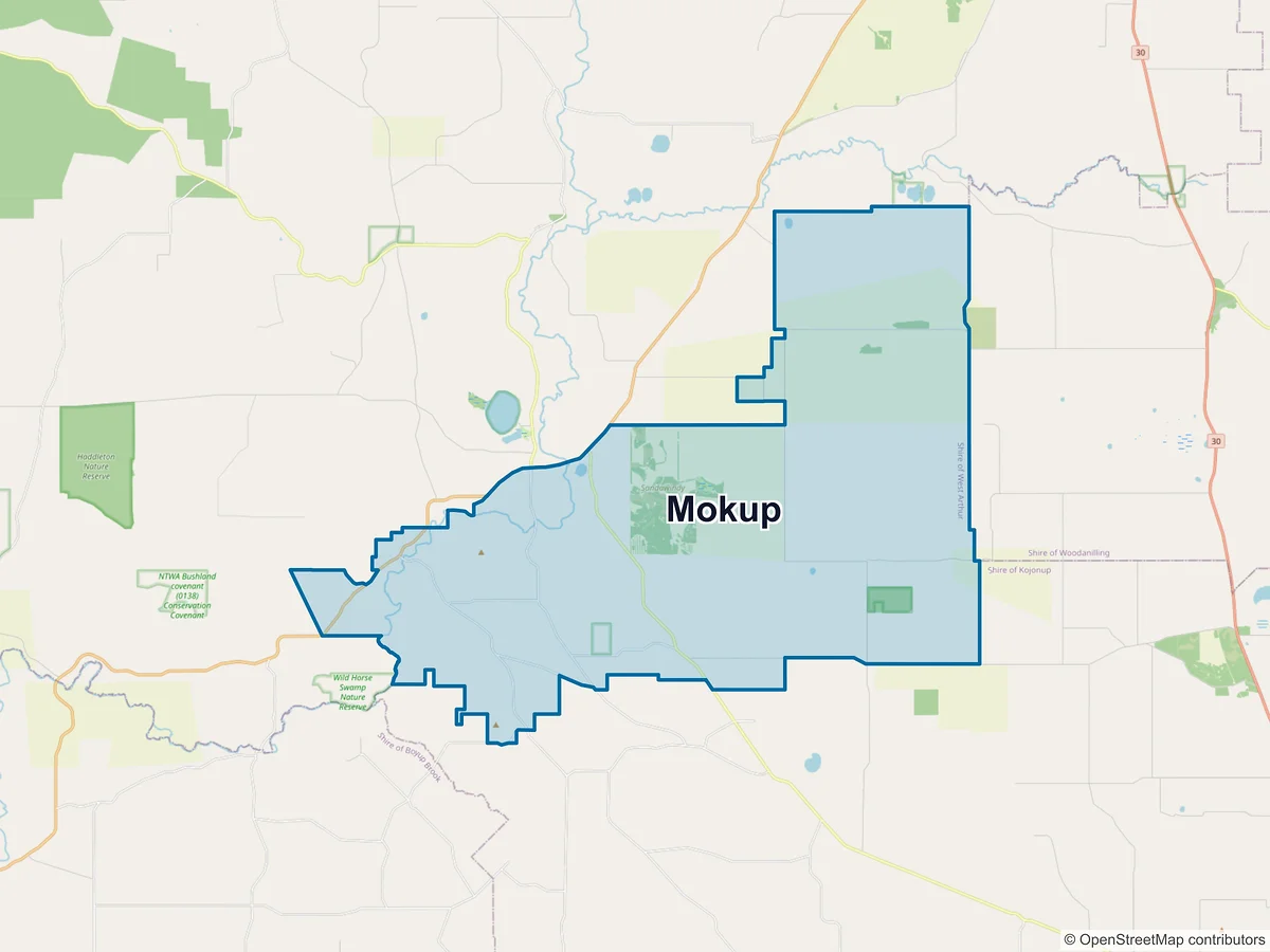 Map of Mokup, WA, Australia