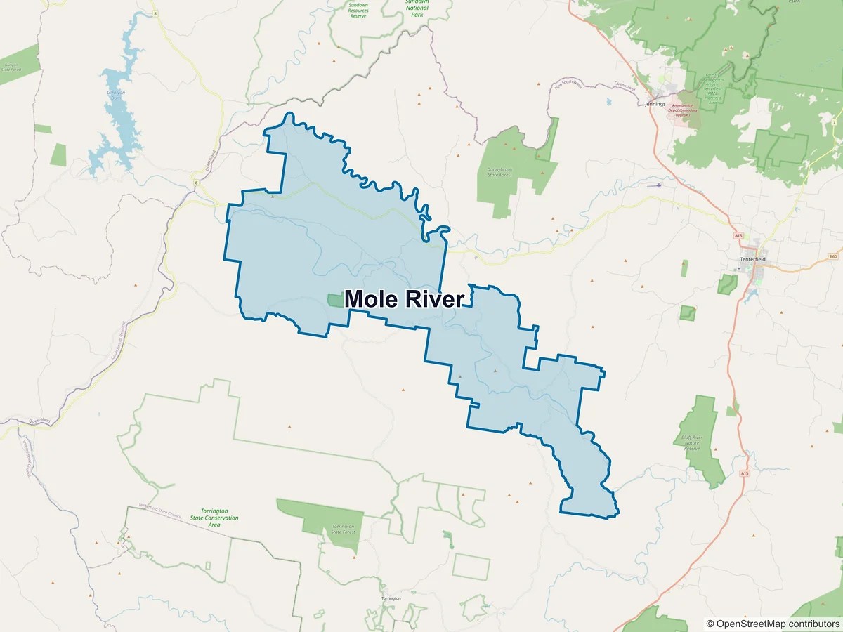 Map of Mole River, NSW, Australia