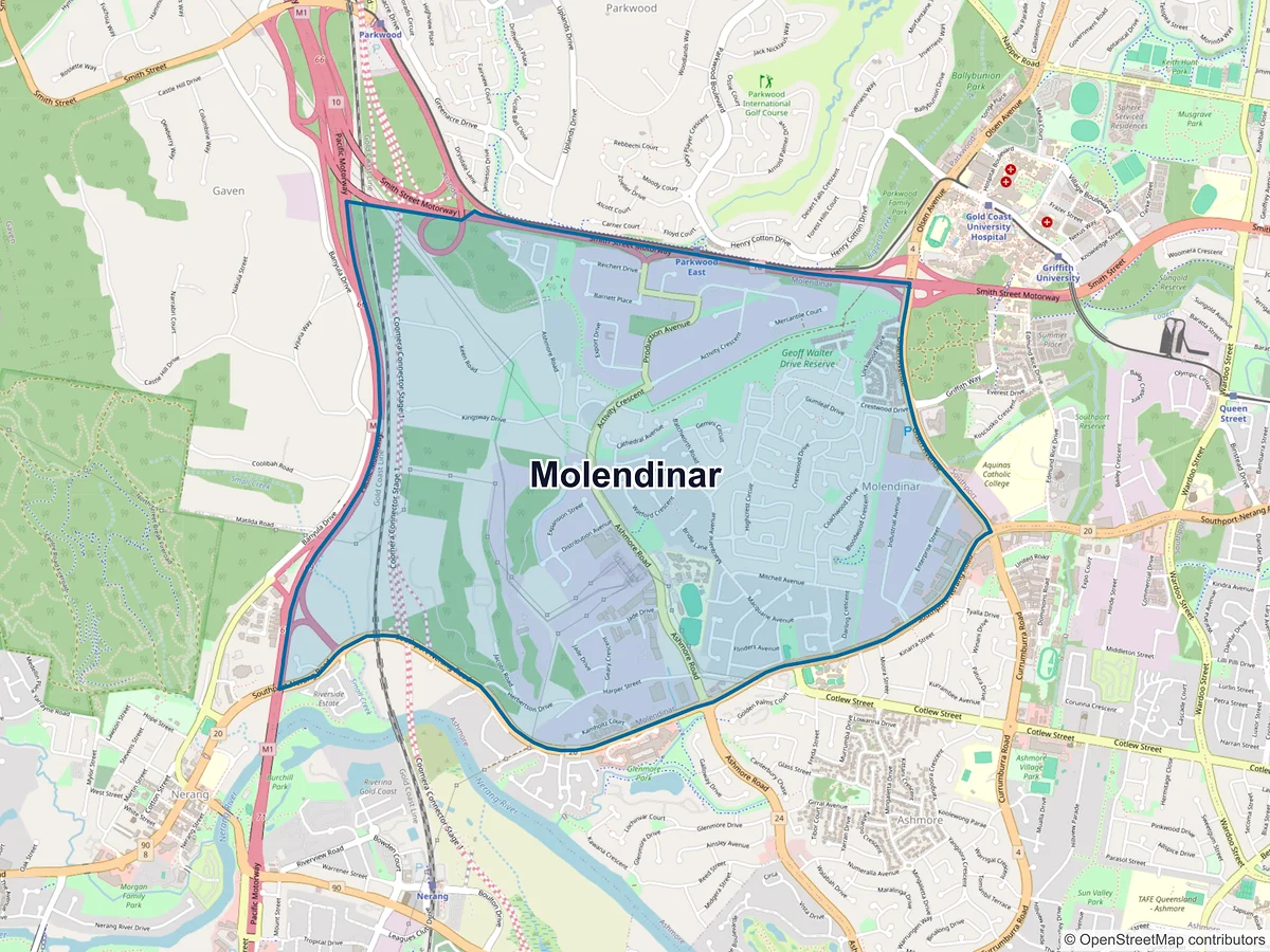 Map of Molendinar, QLD, Australia