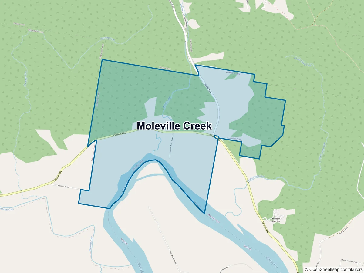 Map of Moleville Creek, NSW, Australia