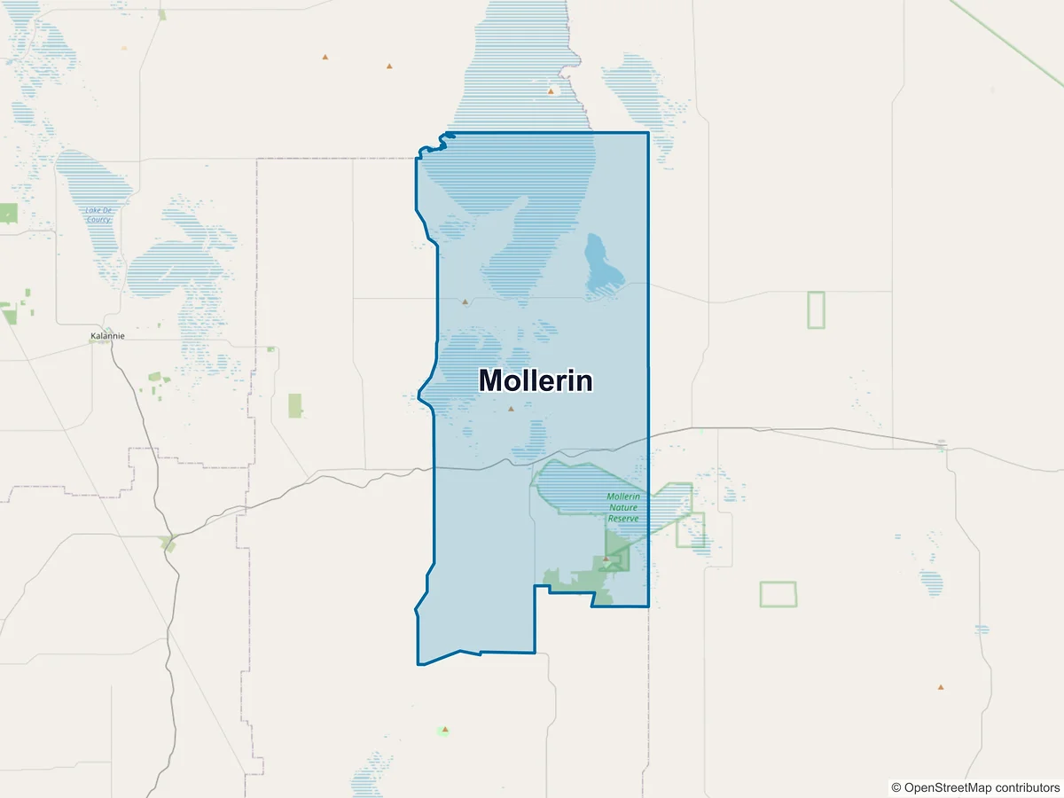 Map of Mollerin, WA, Australia