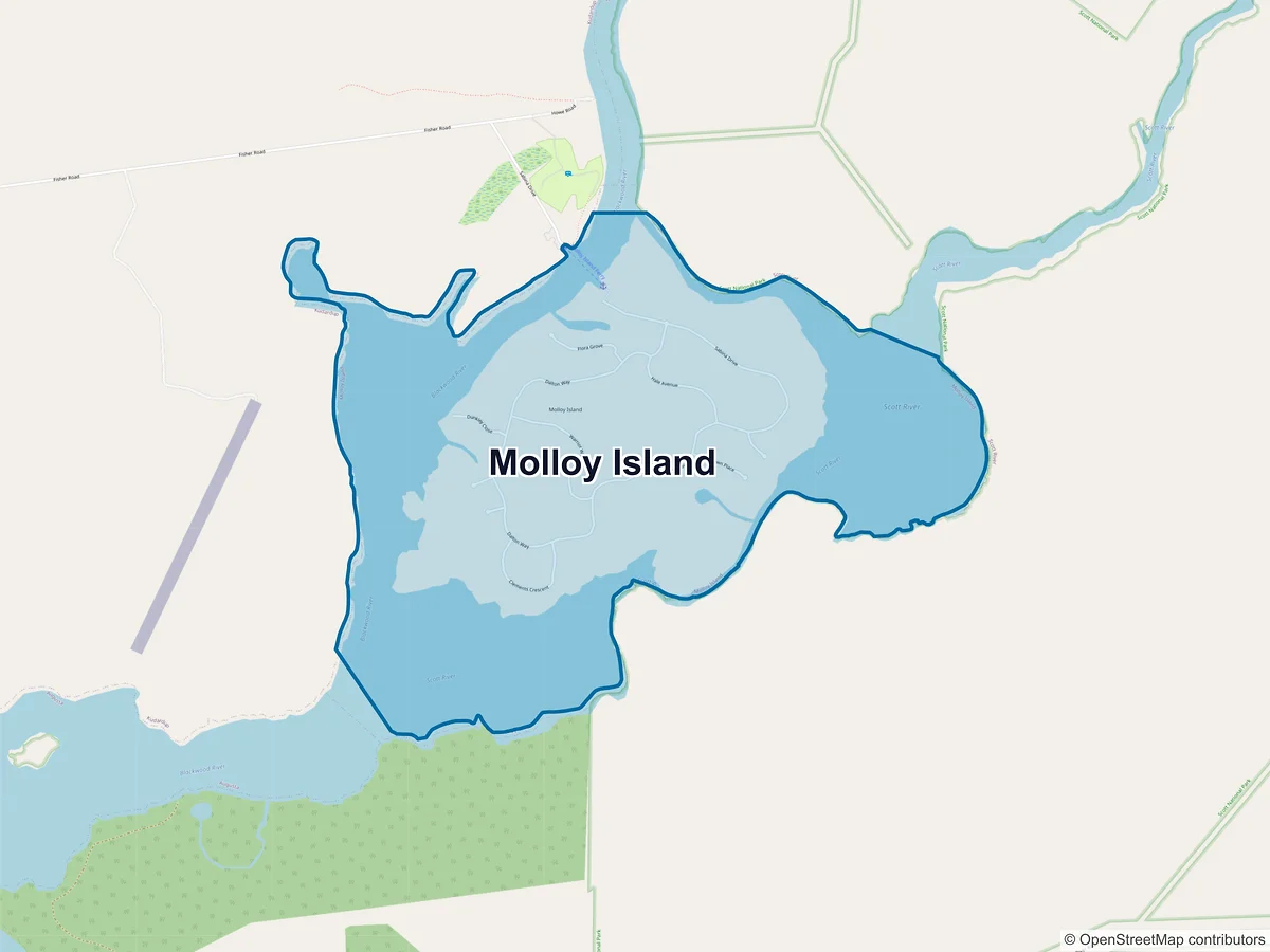 Map of Molloy Island, WA, Australia