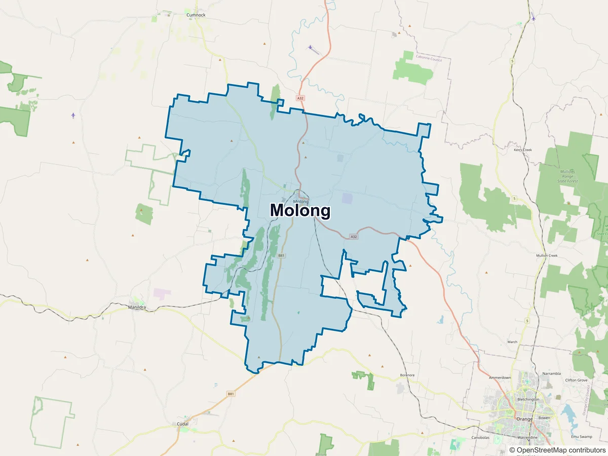 Map of Molong, NSW, Australia