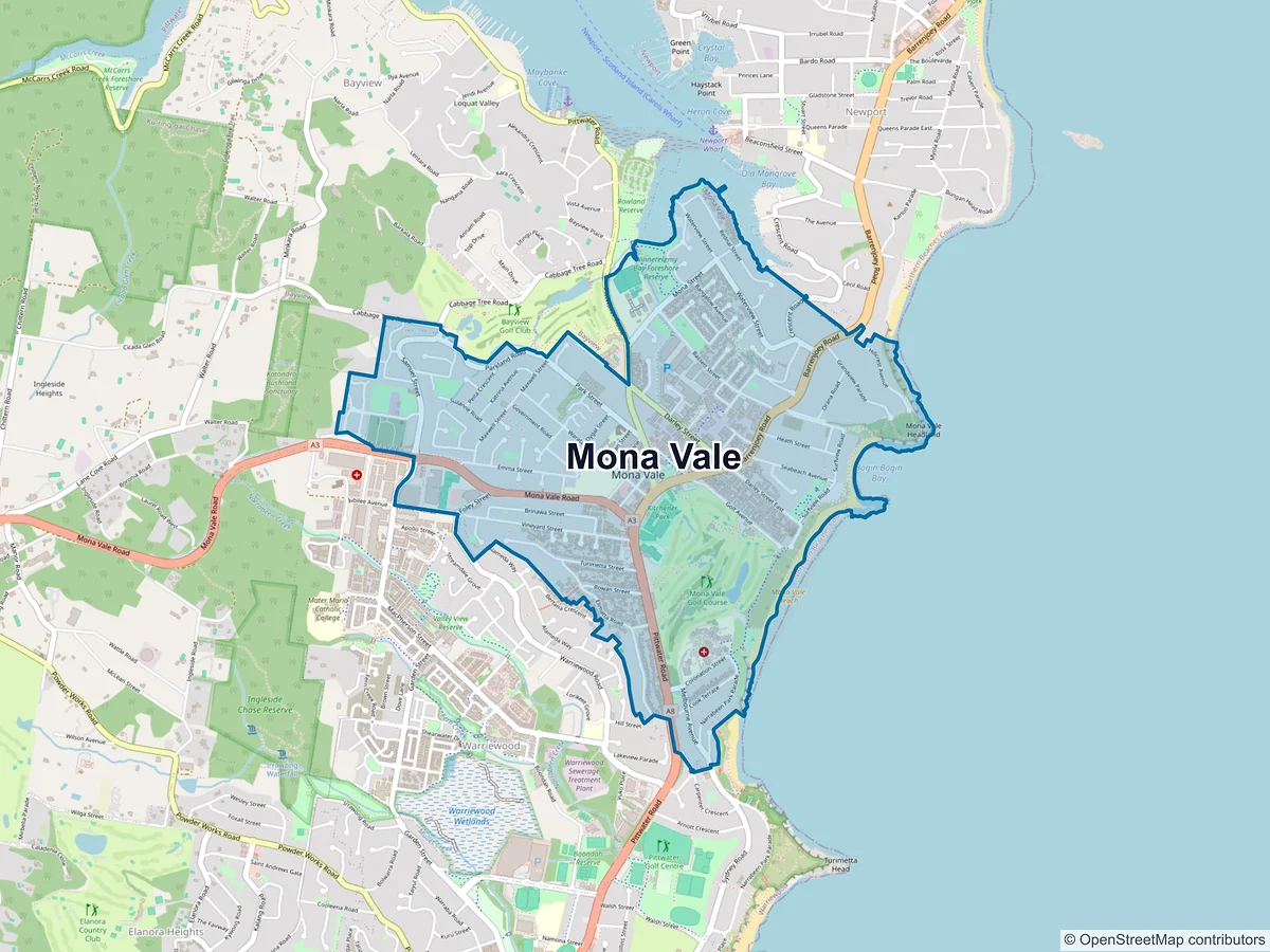 Map of Mona Vale, NSW, Australia