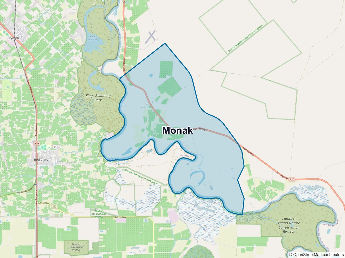 Map of Monak, NSW, Australia