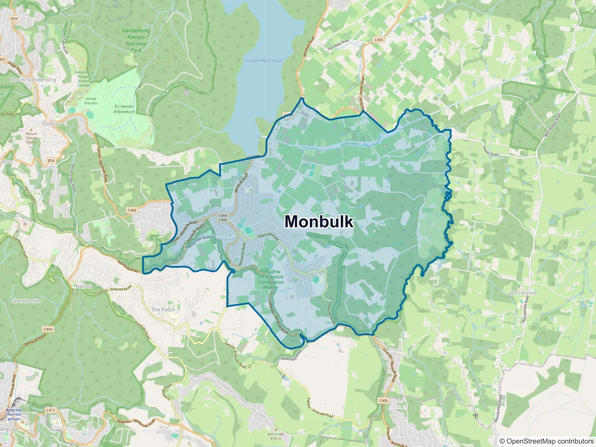 Map of Monbulk, VIC, Australia