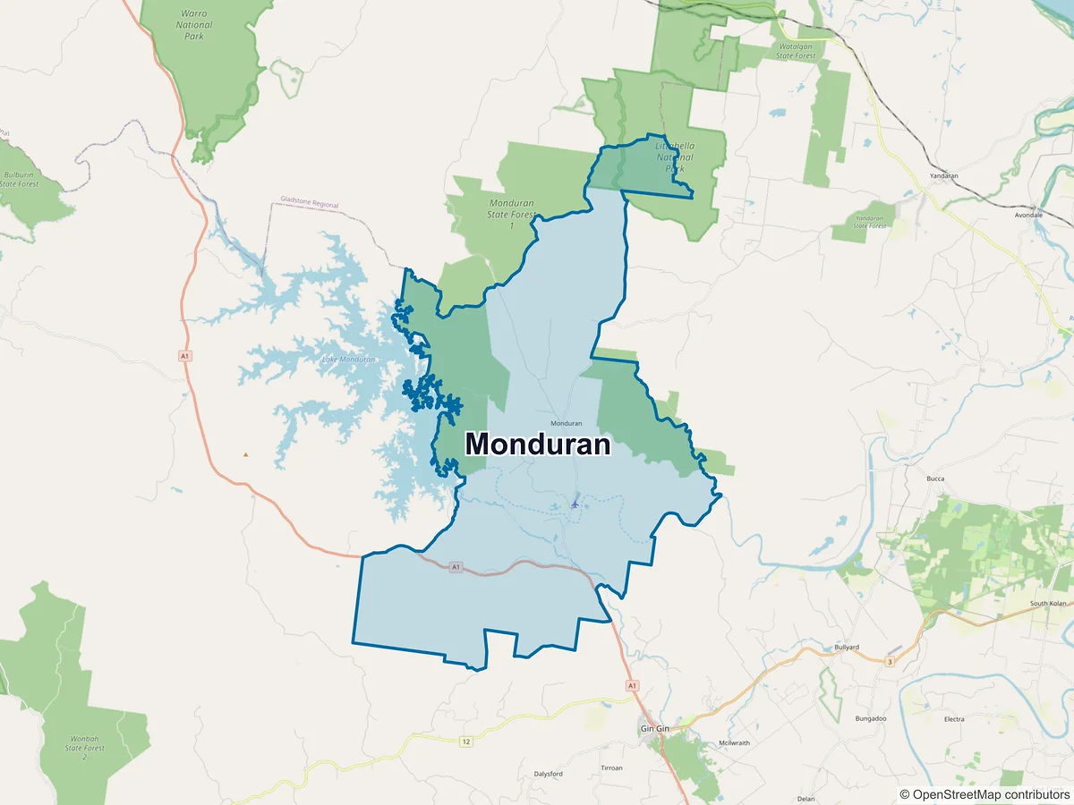 Map of Monduran, QLD, Australia