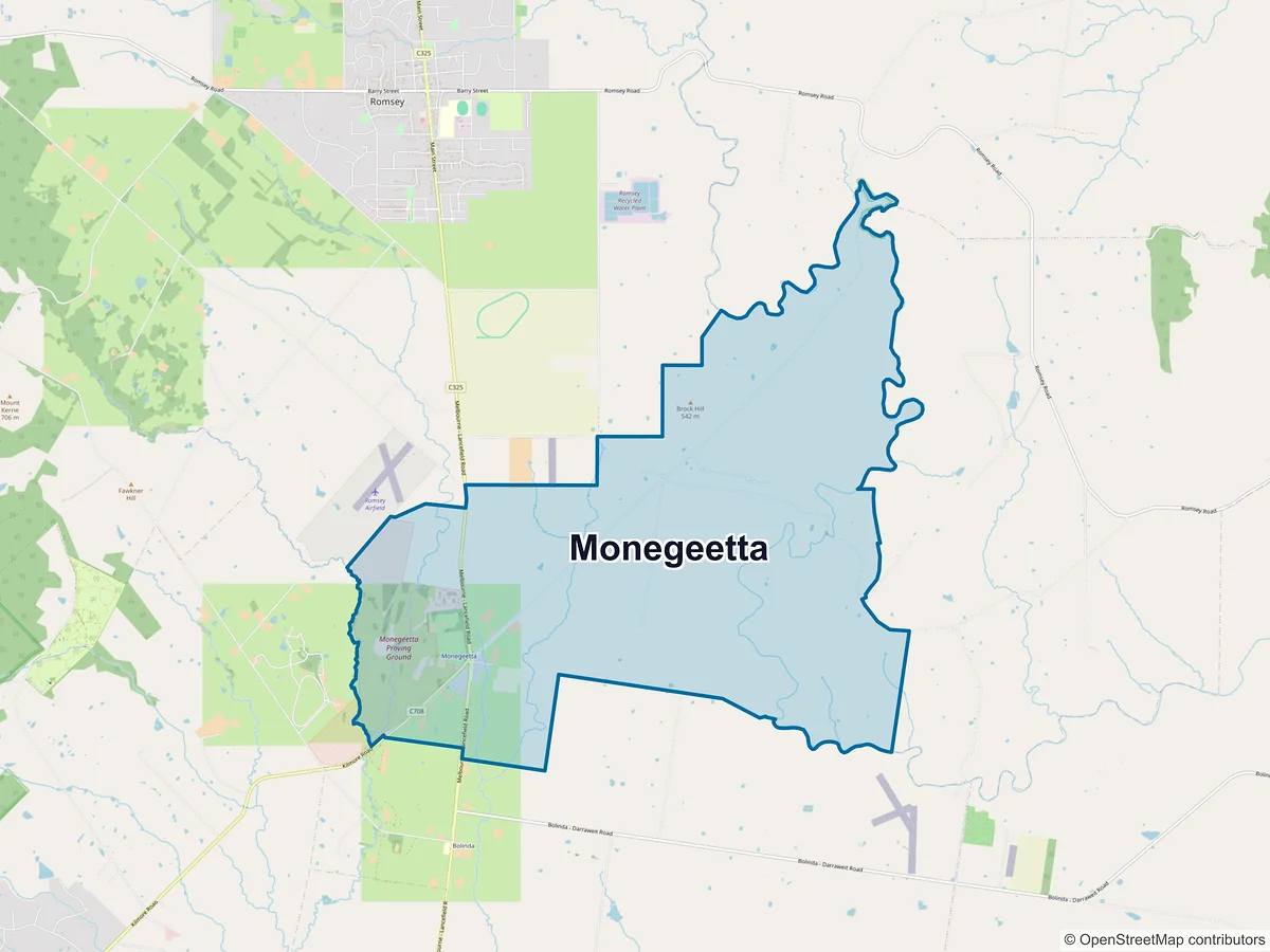 Map of Monegeetta, VIC, Australia