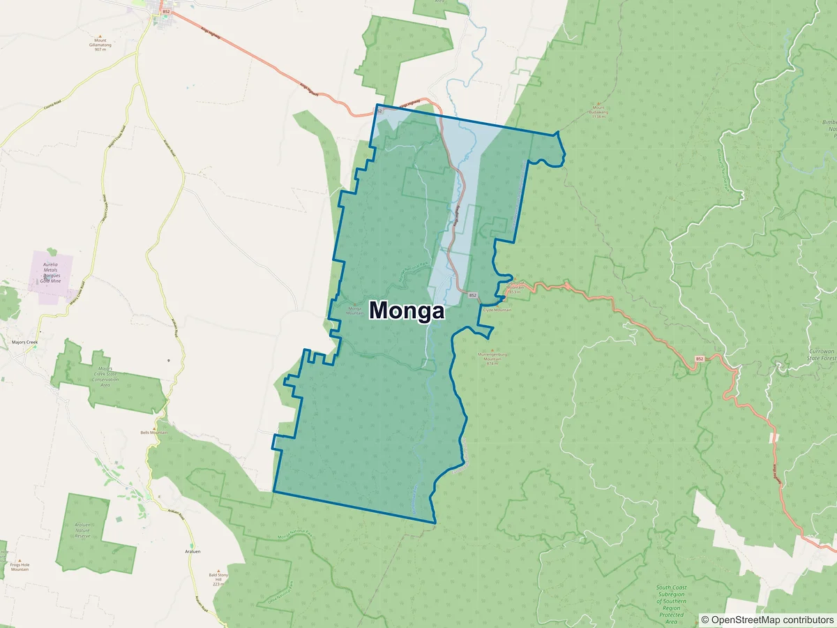 Map of Monga, NSW, Australia